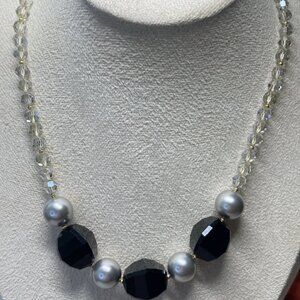 DorGay Designer Onyx Necklace 14K Gold 585 Clasp Crystal Pearl Beads